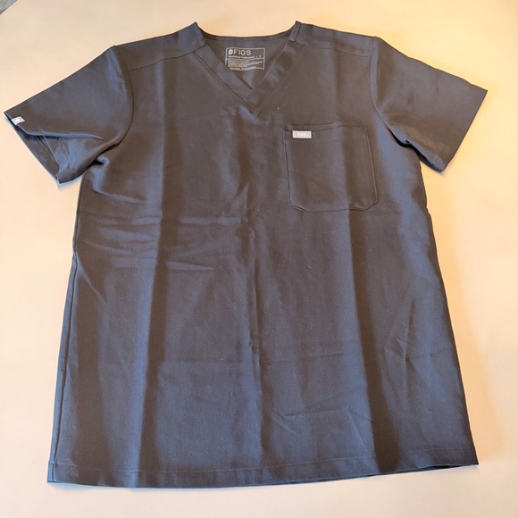 Figs Leon 3 Pocket Scrub Top Mens Size Small, Black V-Neck - Picture 2 of 8